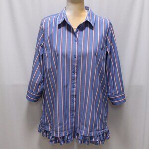 Joan Rivers Cotton Blue with Red and White Stripe Blouse